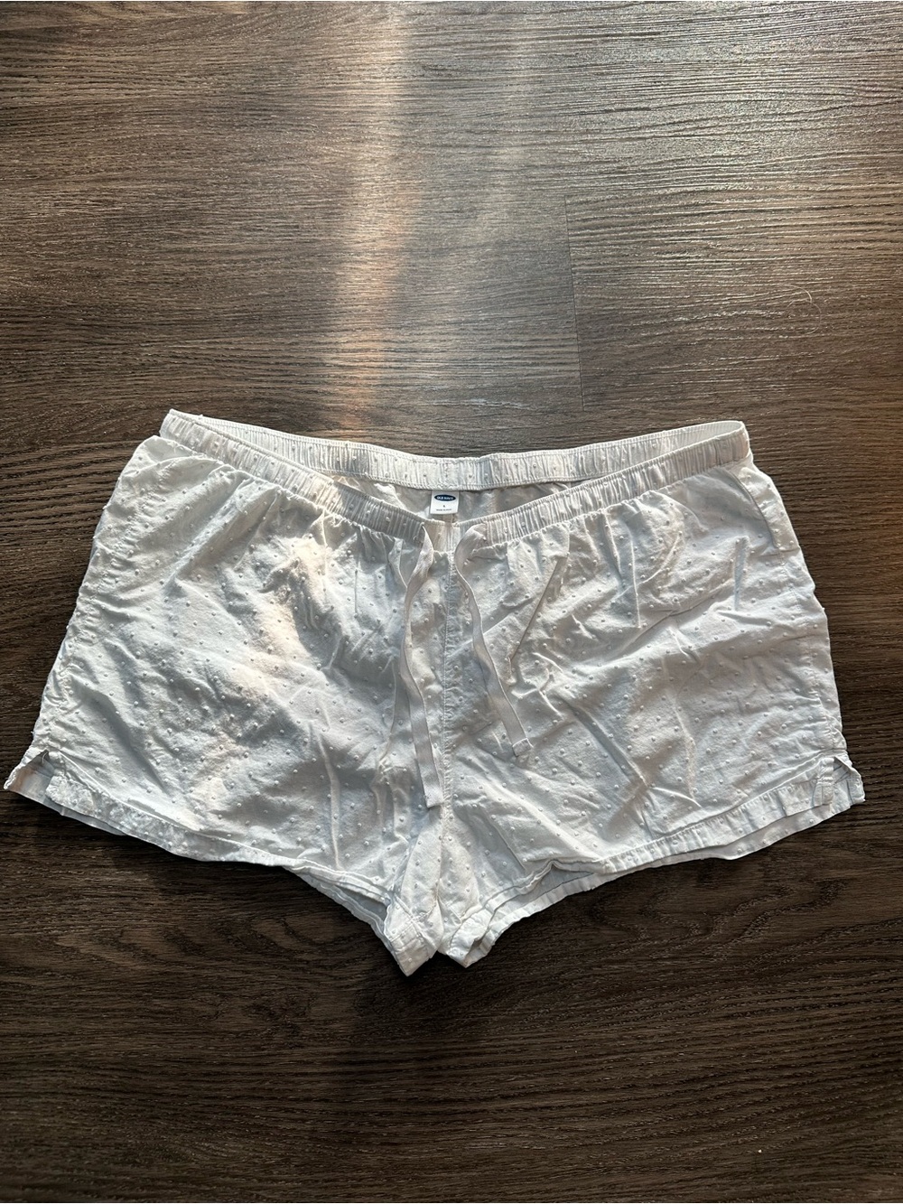 Old Navy White Swiss Dot Drawstring Shorts Sz Large 100% Cotton